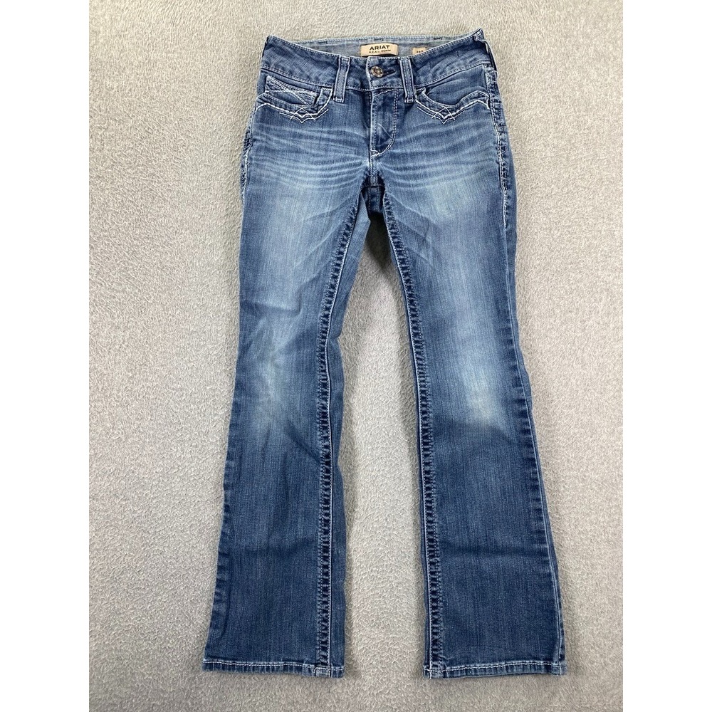 Ariat Real Denim Mid Rise Boot Jeans Size 26s Stretch Western Cowgirl (26x30)